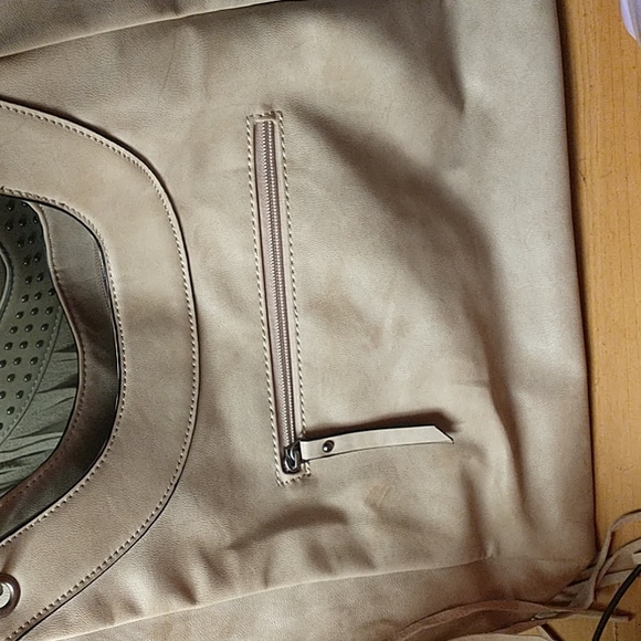 Ulrika Woman's Light Cream Leather and Polyester Handbag - Picture 8 of 9